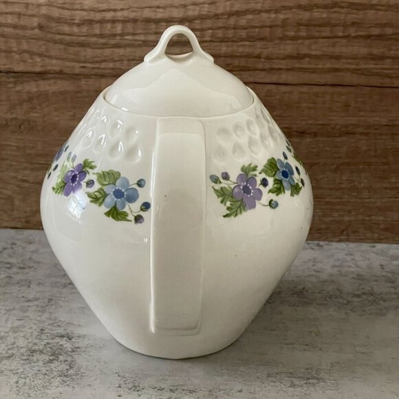 Vintage MCM Iroquois Ben Seibel Intaglio Purple Blue Flower Lidded Teapot USA 9" - Picture 2 of 10